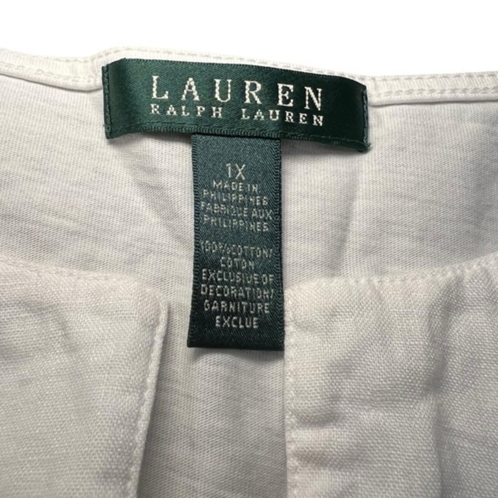 Ralph Lauren WHITE Women's Split-Neck Three-Quarter Sleeve Cotton Tunic 1X NWOT - Picture 6 of 13